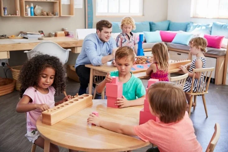 children playing in school