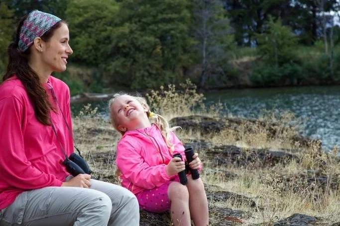 man with child during outdoor adventure