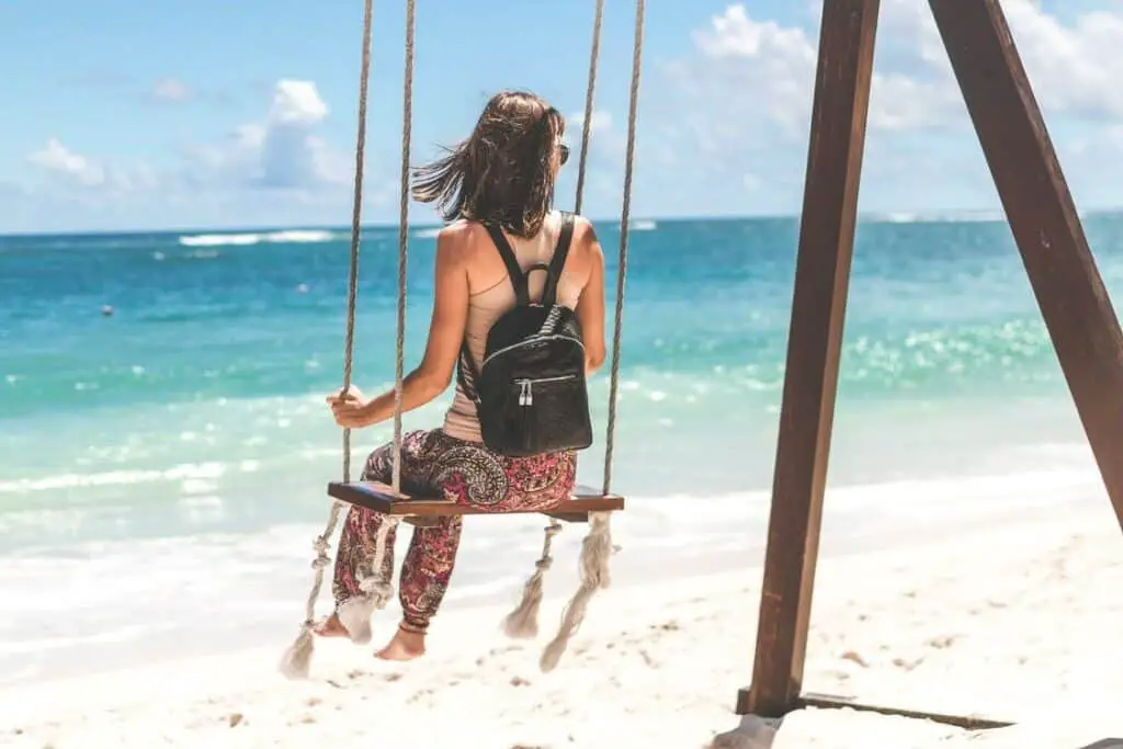 girl enjoying on the beach