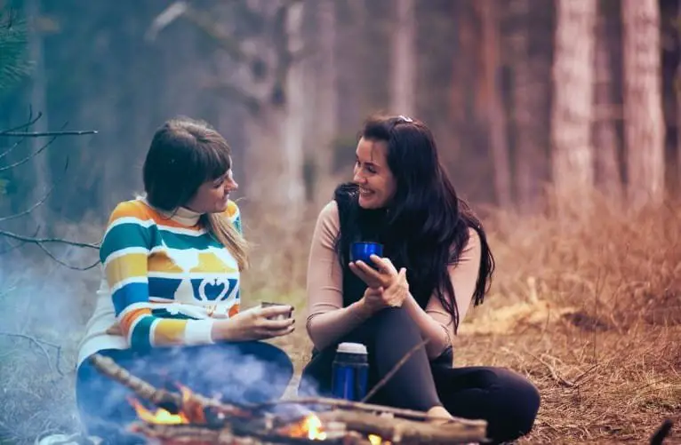 two female friends during hiking