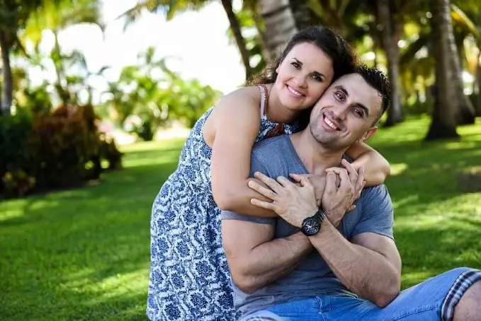 happy couple having fun in a park