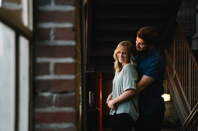 happy couple hugging