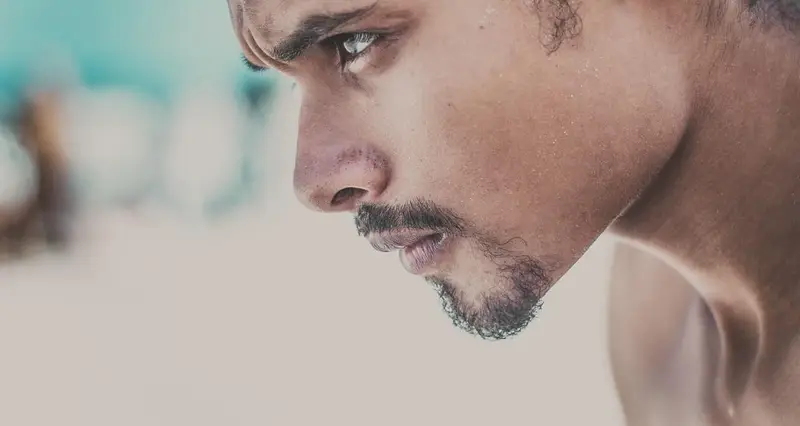 close up focus of young male face