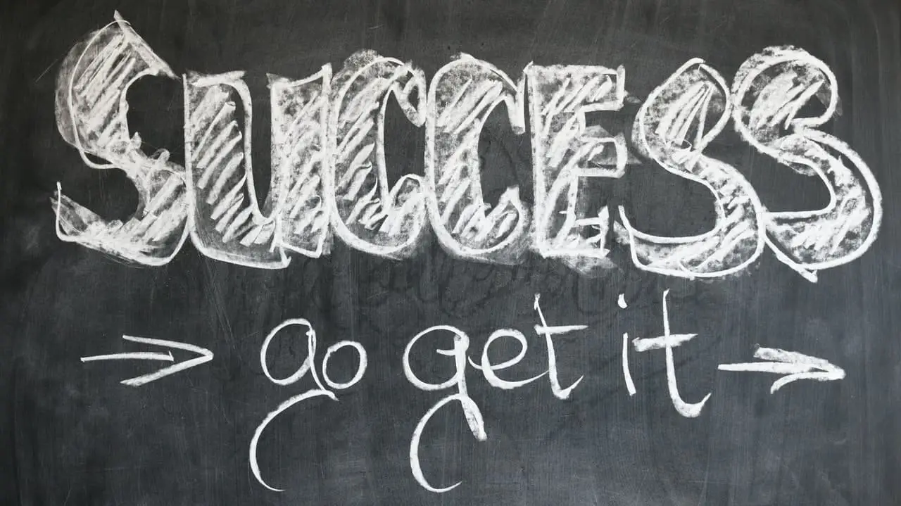 success text on blackboard