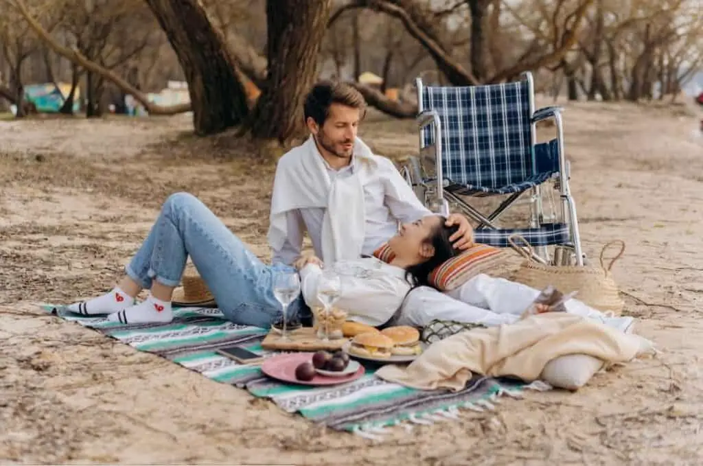 romantic couple on a picnic