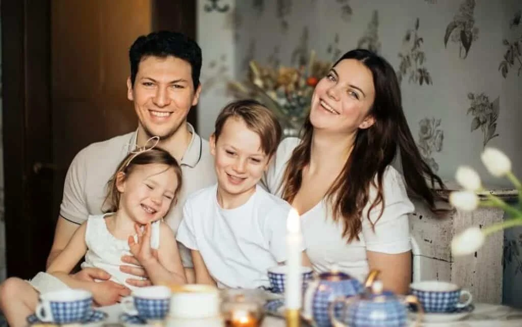 family at a dining table