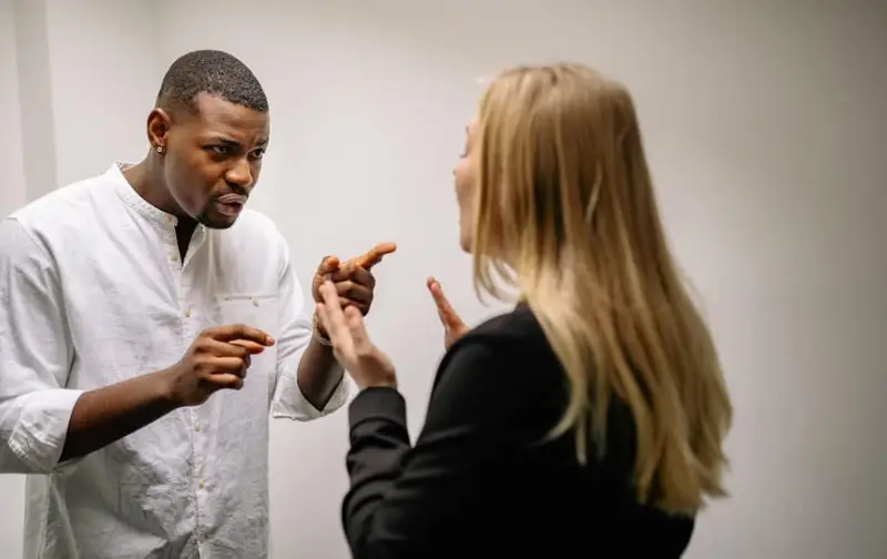 interracial couple having an argument