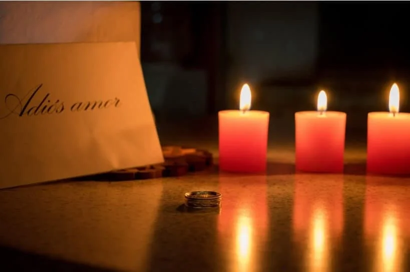 breakup notes with lighted candles