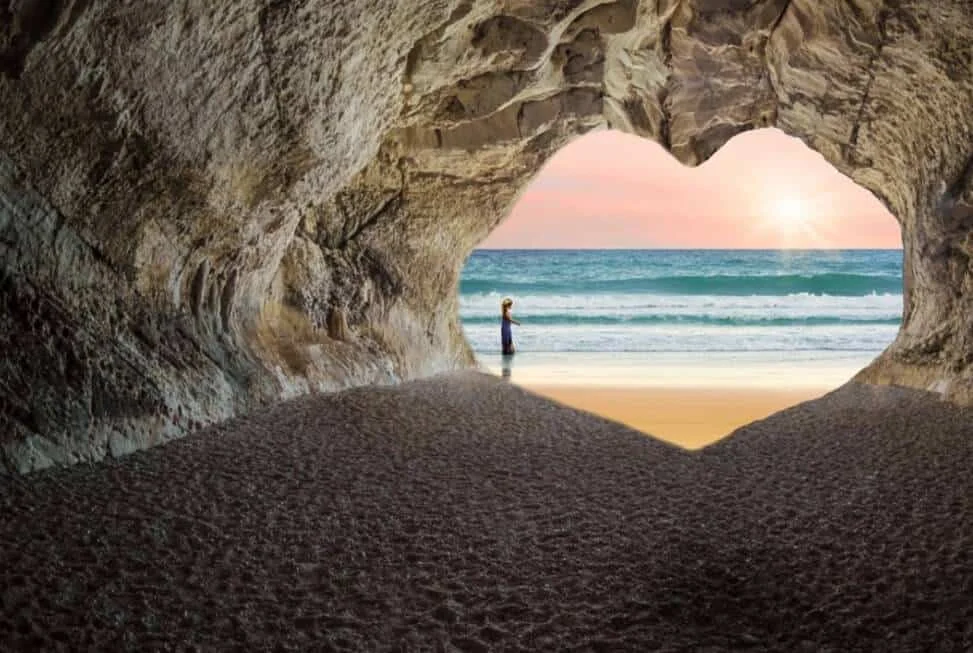 ocean near a cave entrance