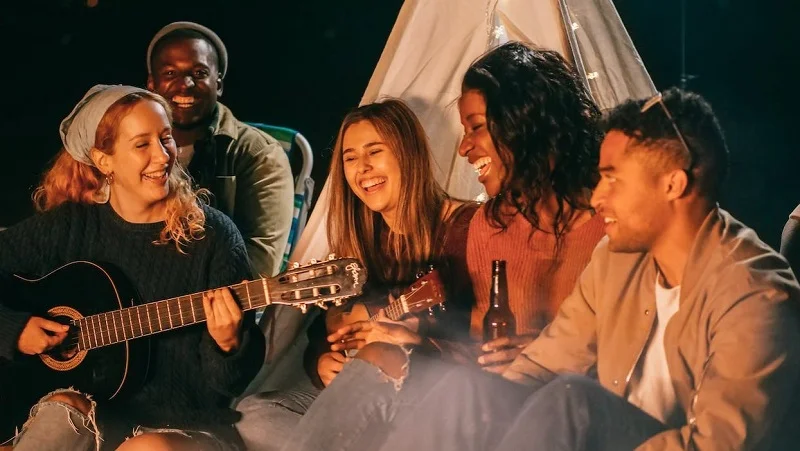 Group of friends singing