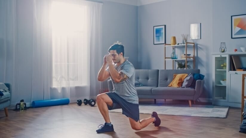 Man doing exercise at home